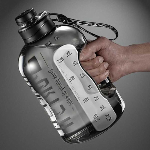 Wasserflasche 2,7 Liter Wasserflasche mit Strohhalm, große tragbare Reiseflaschen für Training, Sport, Fitness, Becher mit Zeitskala, BPA-frei