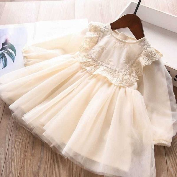 Abiti da ragazza Principessa Toddler Kids Baby Girl Dress Abiti in pizzo manica lanterna per ragazze Party Wedding Birthday CostumesHKD230712