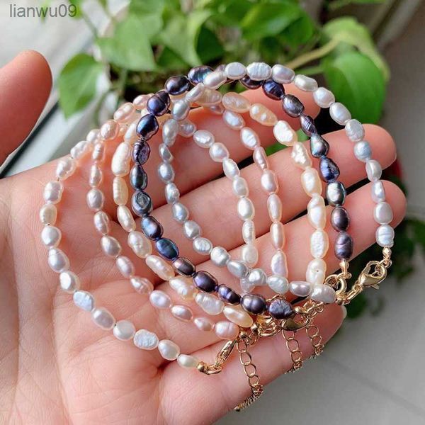 45mm Kleine Barocke Perle Armband Unregelmäßigen Stein Schmuck Grau Weiß Elegante Natürliche Süßwasser Perle Armband Femme Hochzeit L230704