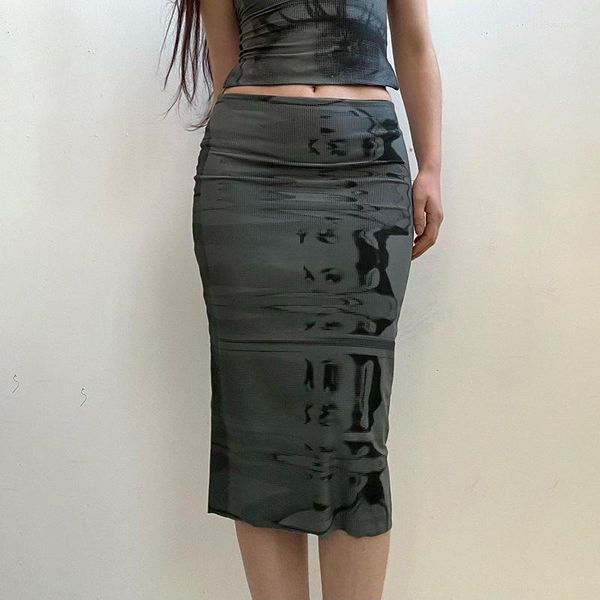 Юбки fufucaillm y2k графическая темная академия женщина летняя карандашная юбка изобразительно -картинка Midi Gothic E Girl Grunge одежда