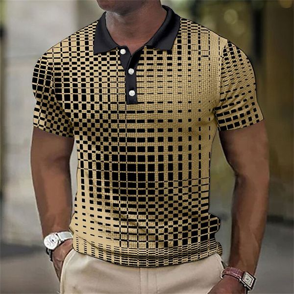 Мужские футболки ретро -поло для мужчин 3D пятнистая мужская одежда уличная. Слушанная рубашка с короткой рубашкой.