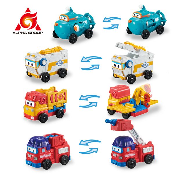 ElectricRC Aircraft Super Wings 4 Mini Team Vehicles Rover Sparky Remi Willy Action Transforming Figures Robot Transformation Toys For Kid Gift 230711