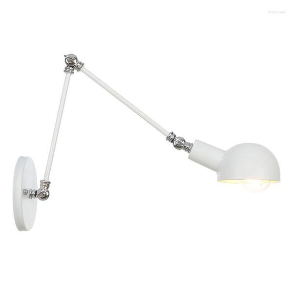 Lampada da parete retrò comodino ferro da lettura nordico pieghevole ristorante braccio oscillante luci a led regolabili classico E27 oro bianco