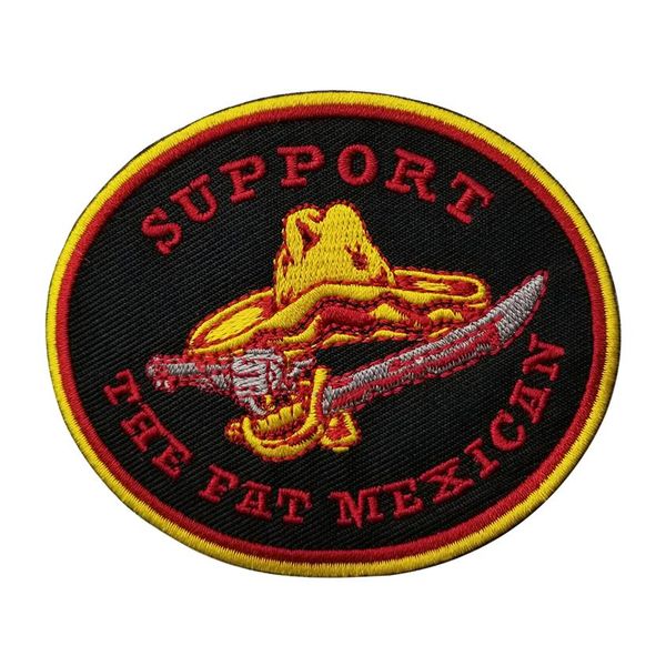 Bandidos Support The Fat Mexican Embroidered Iron On Patch MC Biker Motorcycle for Jacket 262N