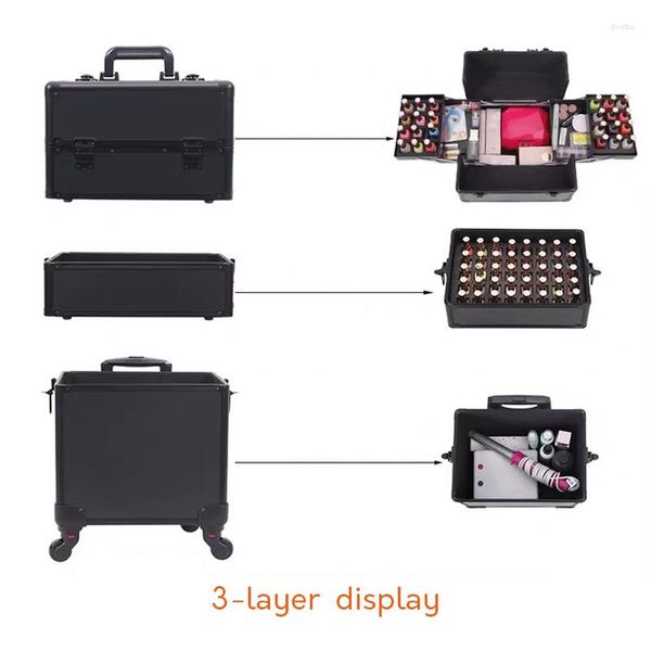 Valigie Trolley professionale multistrato da donna Cosmetico portatile Trucco Trolley Trolley Nail Art Tattoo Beauty Travel Suit