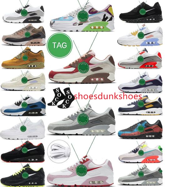 2024 Designer Sports Airsmaxs 90 Scarpe da corsa Big Size 13 Grigio Bianco Swingman Solar Flare Blu Void Triple Nero Anni '90 Uomo Donna Plate-forme Scarpe da ginnastica da ginnastica EUR 47