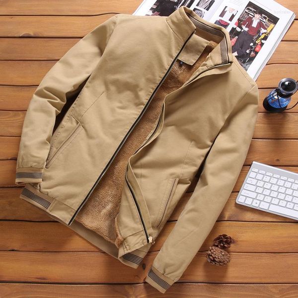 Jaquetas masculinas de lã masculina Pilot Bomber Jacket Quente Moda Masculina Baseball Hip Hop Casacos Slim Fit Casaco Roupas de Marca Veludo A690