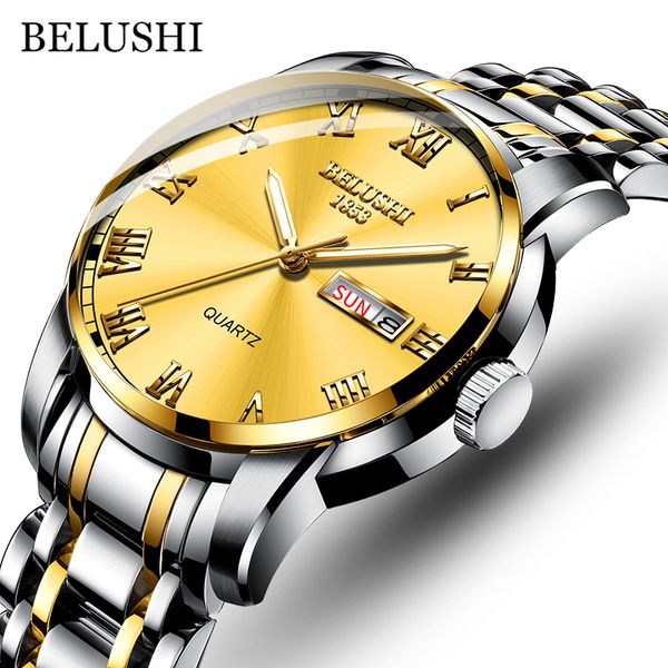 BELUSHI Fashion Ultra Thin Mens Watches Top Brand Luxury Quartz Watch Men Steel Mesh Relógio de Pulso À Prova D' Água Relogio Masculino