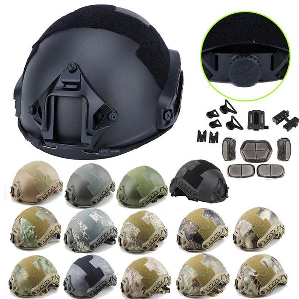 Casco tattico veloce MH Outdoor Airsoft Shooting Head Protection Sistema di sospensione regolabile con cinturino di bloccaggio della testa NO01-009278t