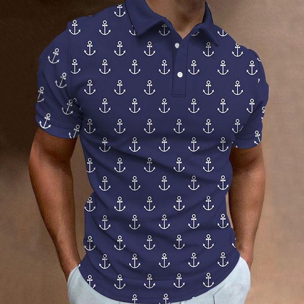 Polo da uomo Moda Polo da uomo Manica corta Modello di ancoraggio T-Shirt Icona 3D Polo stampata Top T-shirt di alta qualità Abbigliamento uomo 6XL 230713