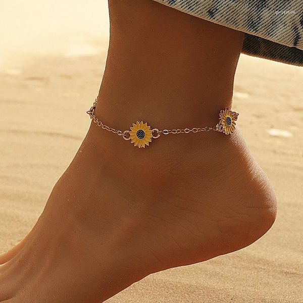 Fußkettchen Sommer Trendy Daisy Blume Für Frauen Strand Schmetterling Muschel Fußkettchen Bein Armband Böhmischen Fuß Kette Sandalen Schmuck