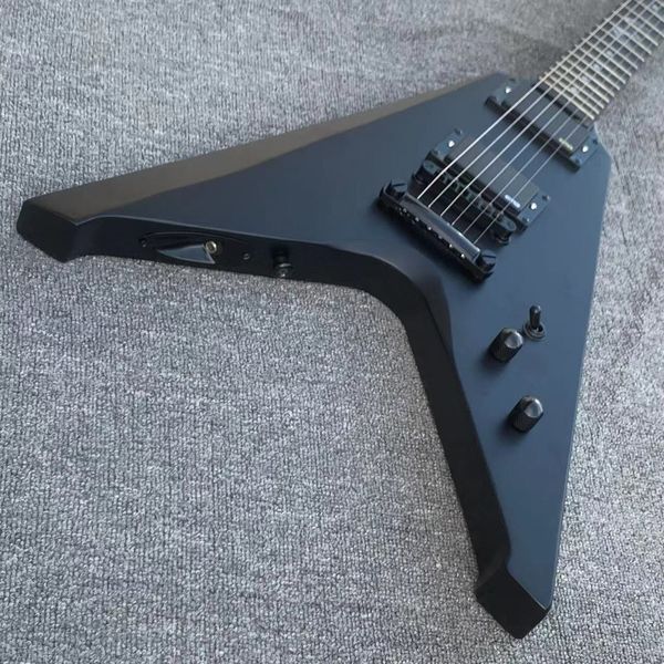 Corpo Sólido Fly V Guitarra Elétrica Black Ebony Fretboard Red Binding Frete Grátis