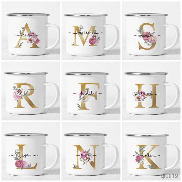 Tazze Tazza personalizzata Iniziale dorata e nome Coppa Nome personalizzato Regalo personalizzato Tazza da caffè Natale Compleanno Regali per le vacanze di nozze R230713