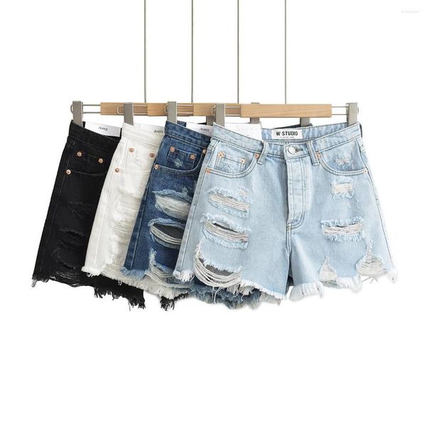 Damen Shorts Denim für Frauen Vintage Kleidung Weiße Jeans Sommer 2023 Distressed Blue Jean Ripped Y2k