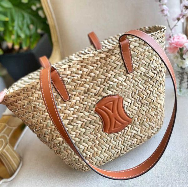 Bolsas de Ombro Totes Totes Ráfias Cesta Palha Beach Weekend Bag Womens Designer Triomphe Classic Casual Tote Bolsa Mens Clutch Luxury Bucket Bag Summer Weave