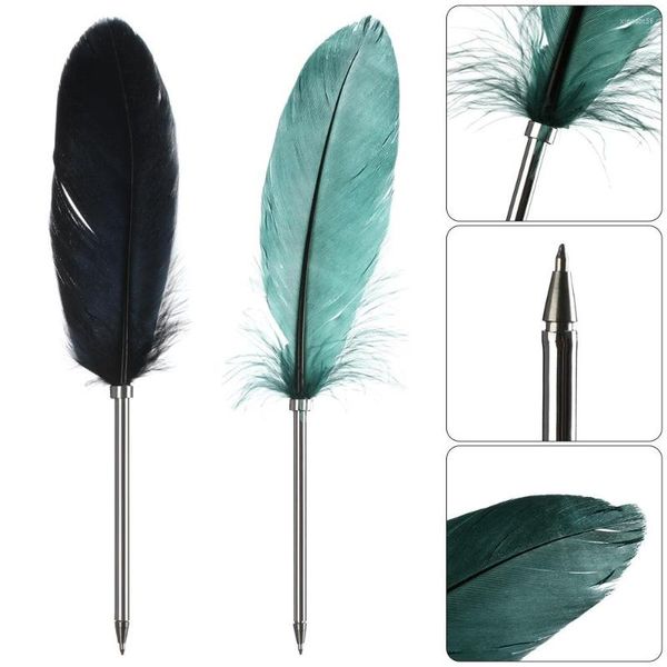 1pc Funny Feather Pen 0,5 мм Blue Ink Ballpoint Writing Tool Stationery Свадебные подписи школьной офис подарок