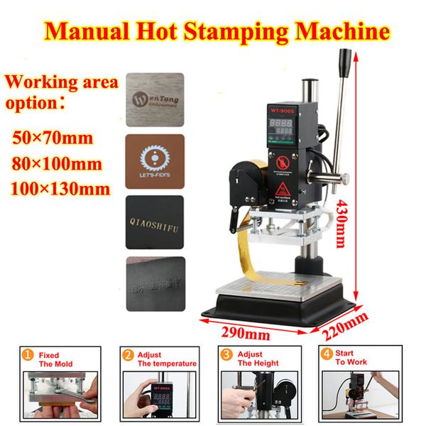 Porta manual Hot Foil Stamping Machine Bussiness PVC Couro Cartão de Bronzeamento Impressão Pressionando aquecimento 500W