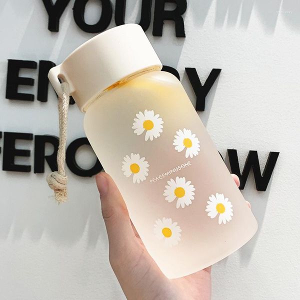 Garrafas de água 500ml pequena Daisy Kawaii Garrafa de plástico transparente à prova de vazamentos Itens esportivos