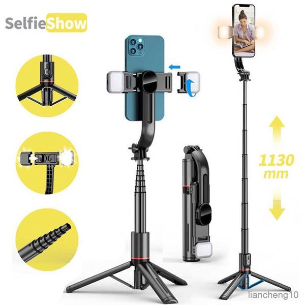 Selfie monopés atualizados tripé selfie stick com 2 luz de preenchimento 1130mm tripé de telefone com obturador remoto para android ios smartphone r230713