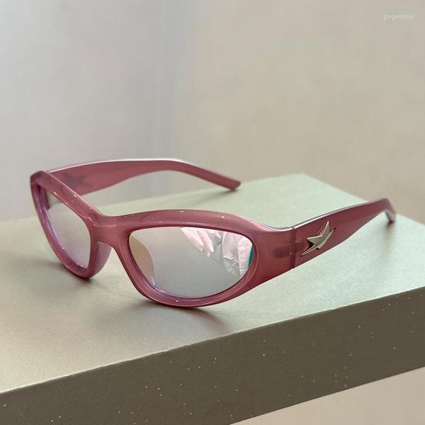 Óculos de sol Vintage Fashion Y2K Cat Eye Rivet Star Feminino Para Masculino Designer Punk Óculos de Sol Tendência Rosa Sport Goggle