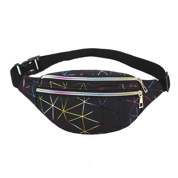 Bolsas de cintura pacote holográfico para mulheres unissex Glitter Fanny PU bolsa de cinto à prova d'água moda laser bolsa para telefone 230713