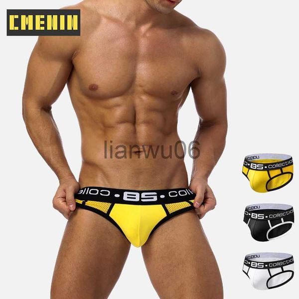 Mutande CMENIN Biancheria intima da uomo sexy Slip Mesh Traspirante Lingerie Uomo Mutande Bikini Slip Sospensorio Borsa in cotone Mutandine Gay BS107 J230713