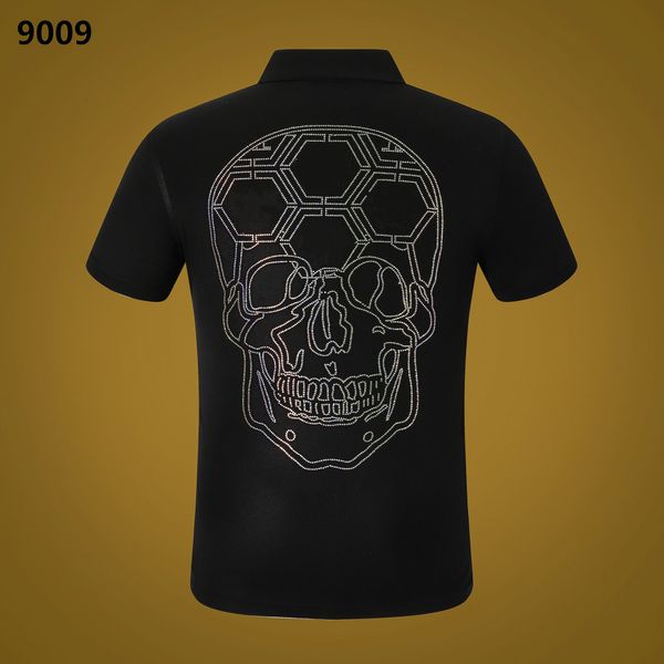 NOVA camisa pólo masculina PP Summer Skull Diamond Phillip Plain manga curta Designer T-shirt Harajuku Tee Brand Skulls Print Tops Streetwear p9008