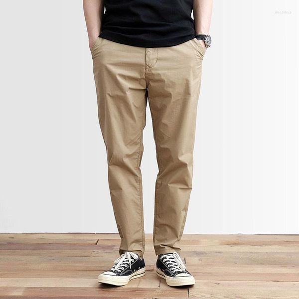 Erkekler Pantolon 1069# Yaz Amerikan Retro Hafif Uyumlu Baba Moda Pamuklu Yıkanmış Günlük Ayak Bileği Uzunluk Pantolon