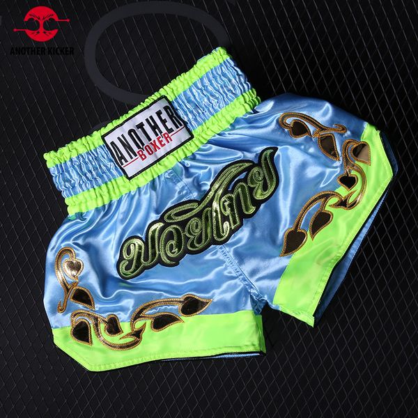 Shorts Masculino Short Kickboxing Bordado Muay Thai Shorts Calças de Treinamento de Boxe Profissionais Crianças Adulto Crossfit Artes Marciais MMA Uniforme 230712