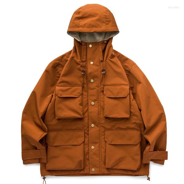 Herrenjacken im japanischen Stil, Outdoor-Serie, winddichte Kapuzenjacke mit mehreren Taschen und dicker, hochwertiger Retro-Mantel für Damen