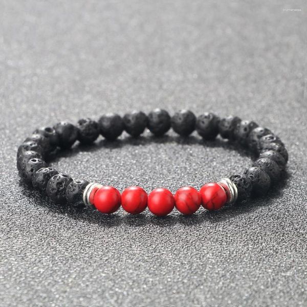 Strand Minimalista 6mm Bracciale in pietra naturale per donna Uomo Yoga Meditazione Perline Bracciali Braccialetti rosso fortunato Pulseras buddista tibetano