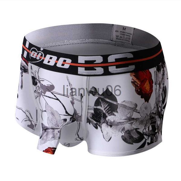 Mutande Intimo uomo Boxer Stampa Ice Silk Throughhole Naso di elefante Comodo e sexy Boxer in nylon Regali per uomo J230713