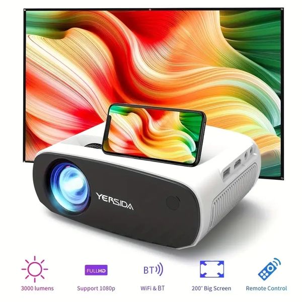 Yersida BL128 Wi -Fi Mini Projector Smart Support 1080p Full HD Movie Portable Pro -Proyector Led Bluetooth -проекторы совместимы с Android/iOS/Windows