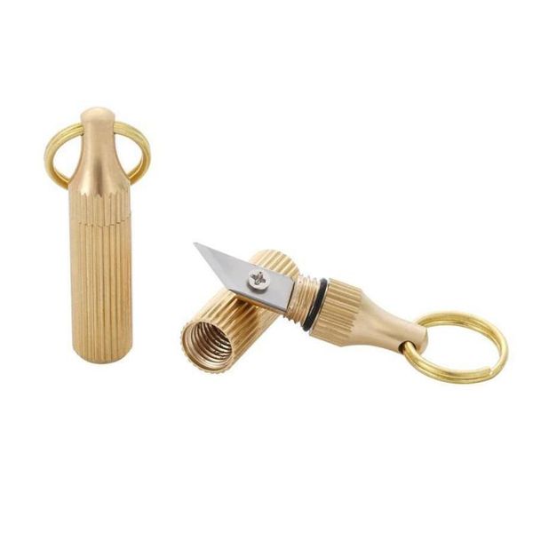 Chaveiros Colhedores Mini Latão Capse Canivete Portátil Edc Utility Knifes Sobrevivência Chaveiro Pingente Gadget Carta Pacote Opene Dhd5R