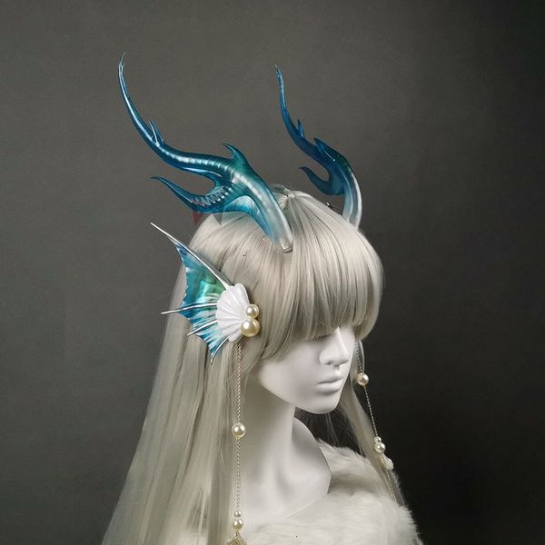Altri accessori di moda Honor Of Kings Cosplay Prop Xishi Dragon Horns Sirena Orecchini Puntelli Custom Made 230712