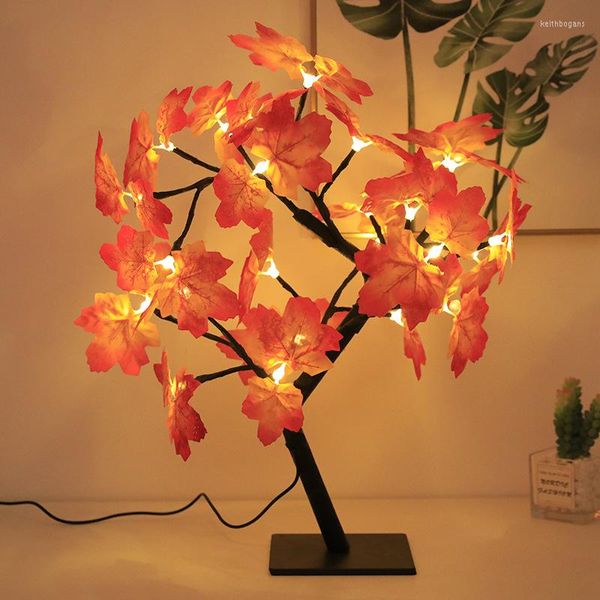 Настольные лампы современные и минималистичные светодиодные дерево светло -вишневые цветы розовая лампа рождественская украшение USB маленькая ночь