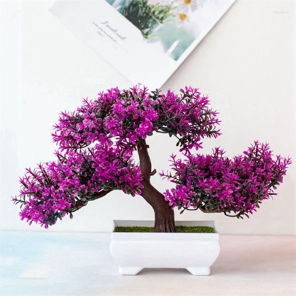 Fiori decorativi Piante artificiali Erba Albero Decorazione di piante finte in vaso Decorazione del giardino di casa Piccolo vaso Bonsai Ornamenti da tavola