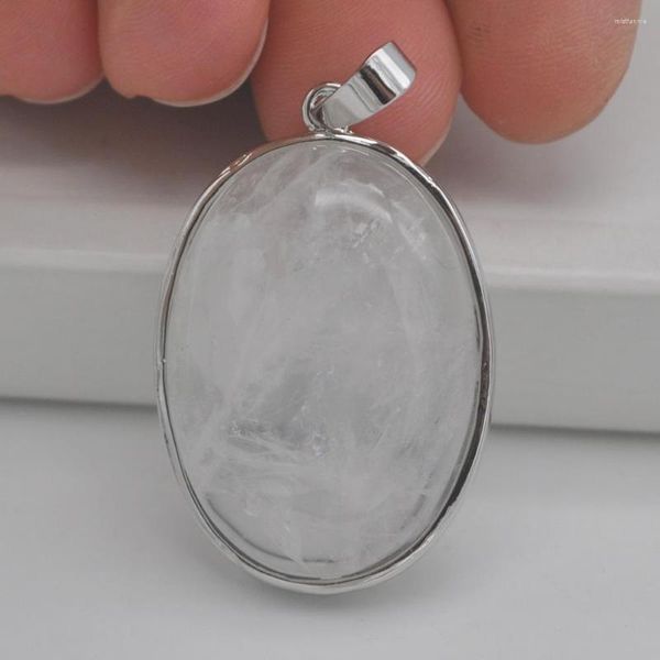 Collane con pendente Gioielli in GEMMA ovale con branello di cristallo trasparente naturale S944