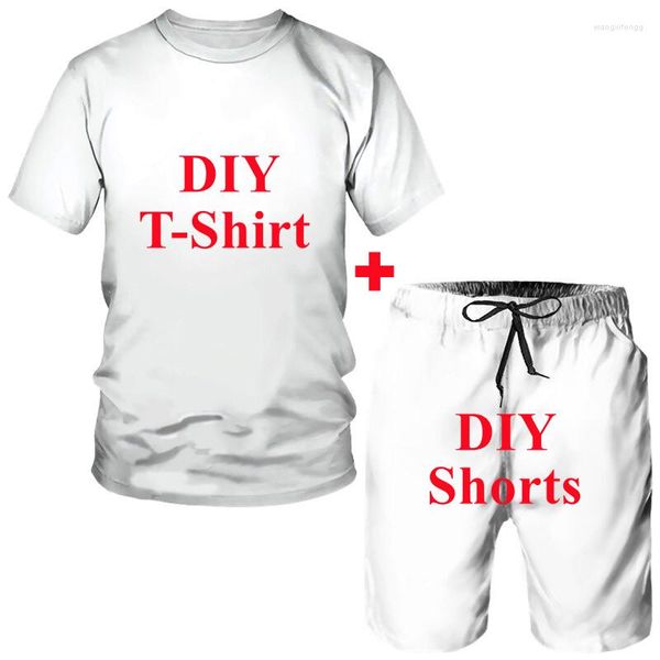 Мужские спортивные костюмы DIY Custom Clothing Мужчины/Женщины футболка с коротким рукавом/шорты/наборы Уникальная пара костюма с двумя частями 3D Print Sportswear