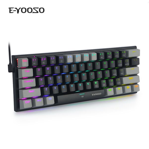 Tastaturen, 61 Tasten, mechanische Tastatur, Spieltastatur, RGB-Hintergrundbeleuchtung, Typ C, USB, verkabelt, wasserdicht, 60 PC-Gaming für Desktop-Laptop 230712