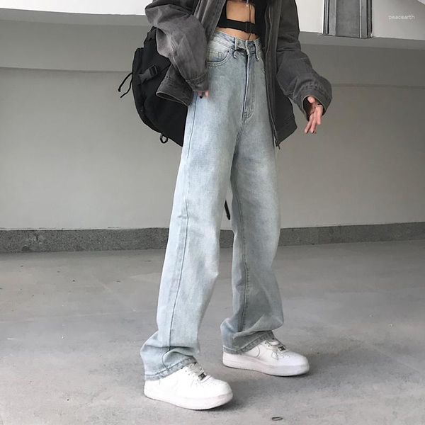 Damenjeans, hohe Taille, blaue Hosen für Frauen, 2023, Modetrends, Kleidung, Teenager-Mädchen, Baggy-Jeans mit geradem Bein, Streetwear