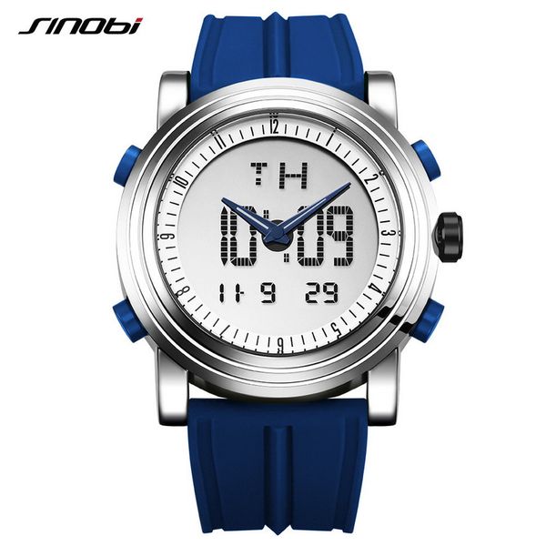 SINOBI Digital Sports Watch Men Chronograph Men's Wrist Watchs Waterproof Black Watchband Masculino Military Geneva Quartz Clock