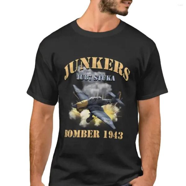 Magliette da uomo T-shirt Junkers Ju87 Stuka Bomber tedesca vintage della seconda guerra mondiale. Camicia da uomo estiva in cotone manica corta O-collo S-3XL