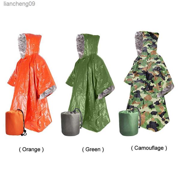 Poncho de chuva de sobrevivência de emergência cobertor de espaço de sobrevivência térmica capa de chuva térmica reflexiva à prova d'água para barraca de acampamento L230620