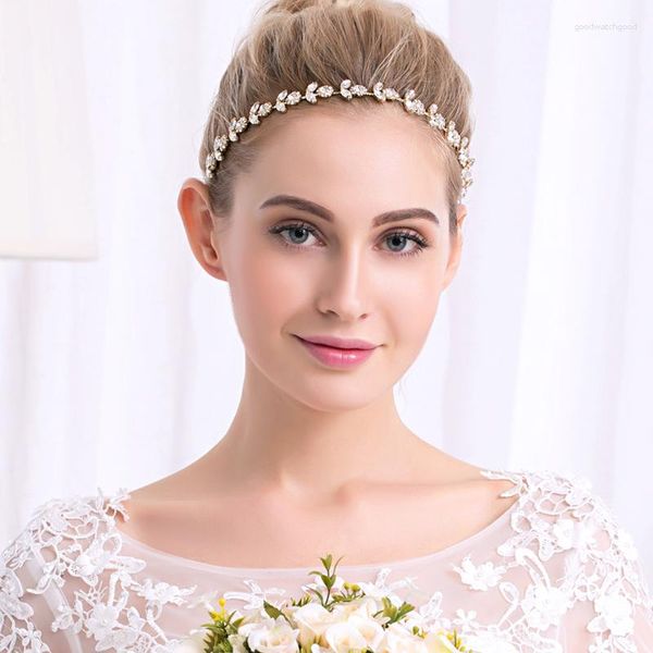 Headpieces Strass Crystal Wedding Headband Fita Flor Folha Cabelo Videira Acessórios Noivas Para Mulheres Menina