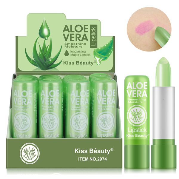 Lip Balm Atacado 12 Pçs/conjunto Aloe Vera Lip Balm Longa Duração Nutritivo Cor Mudando Tinted Lip Balm Temperatura Batom Hidratante 230712