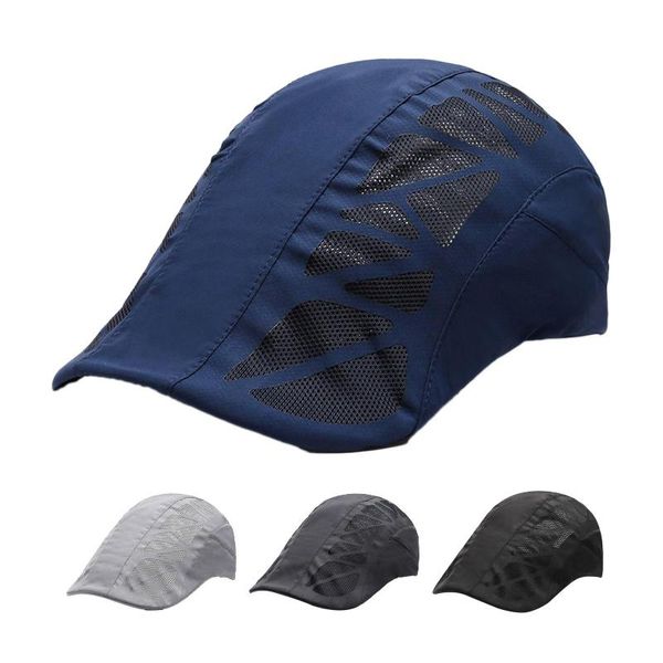 Berets Herren Baskenmütze Kappen Mode Einfarbig Casual Sommer Herbst Mesh Atmungsaktive Anti Sonne Outdoor Angeln Hut Kappe HüteBerets