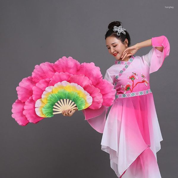 Bühnenbekleidung 1Pair Spanische Tanz Peony Handfan doppelseitige große Blütenblättergruppengruppe Bauch Tanz Performance Requisite Fan