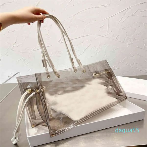 Bolsa Tote Transparente de Pvc para Mulheres Verão Praia Designer Bolsas Femininas Bolsa de Ombro Geléia Bolsa Casual Transversal