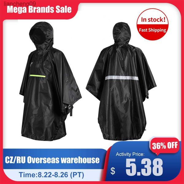 Rain Cape Uomo Donna Impermeabile Bicicletta Impermeabile Cappotto antipioggia Abbigliamento antipioggia con riflettore Poncho antipioggia con striscia riflettente L230620